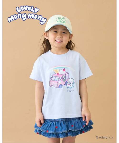 Lycee mine（リセマイン）の「【綿100％】 【ラブリーモンモン】【速乾・UV・型崩れしない】アソートプリントTシャツ（Tシャツ/カットソー・キッズ・ブルーグレー/黄緑系/ブラック/オフホワイト・140cm/110cm/100cm/130cm/120cm）」の3枚目の写真