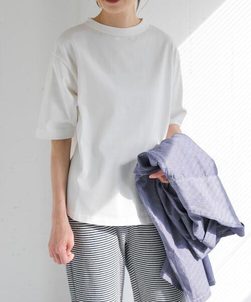FORK&SPOON（フォークアンドスプーン）の「FORK&SPOON　ボトルネックショートスリーブTシャツ（Tシャツ/カットソー・レディース・キャメル/ベージュ系その他/ネイビー/オフホワイト/ブラック/ブルー系その他/ブラック系その他・1）」の10枚目の写真
