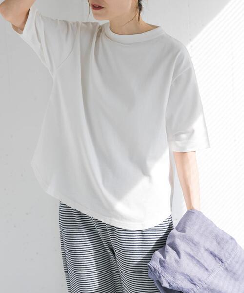 FORK&SPOON（フォークアンドスプーン）の「FORK&SPOON　ボトルネックショートスリーブTシャツ（Tシャツ/カットソー・レディース・キャメル/ベージュ系その他/ネイビー/オフホワイト/ブラック/ブルー系その他/ブラック系その他・1）」の12枚目の写真