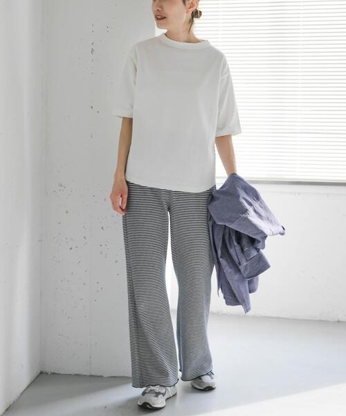 FORK&SPOON（フォークアンドスプーン）の「FORK&SPOON　ボトルネックショートスリーブTシャツ（Tシャツ/カットソー・レディース・キャメル/ベージュ系その他/ネイビー/オフホワイト/ブラック/ブルー系その他/ブラック系その他・1）」の14枚目の写真