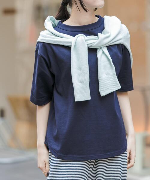 FORK&SPOON（フォークアンドスプーン）の「FORK&SPOON　ボトルネックショートスリーブTシャツ（Tシャツ/カットソー・レディース・キャメル/ベージュ系その他/ネイビー/オフホワイト/ブラック/ブルー系その他/ブラック系その他・1）」の20枚目の写真