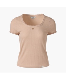 Pointelle Scoop Neck T-shirt, Pink
