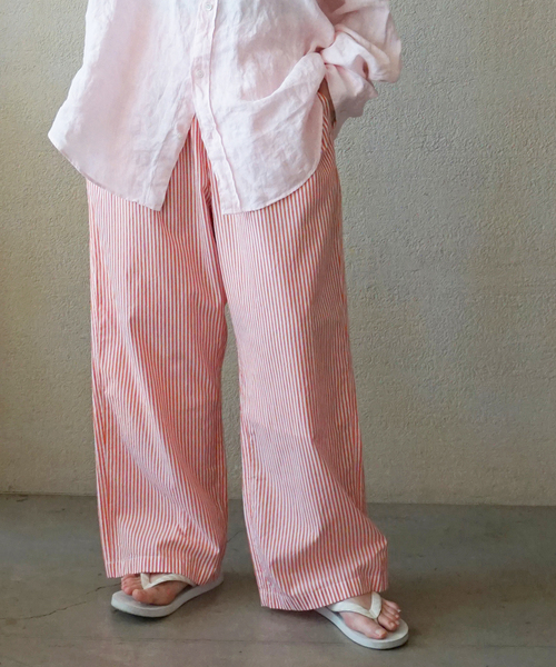 JOURNAL STANDARD LUXE(ジャーナルスタンダード ラックス)の「【VAS-Y LENTEMENT】 POPLIN STRIPE EASY PANTS(その他パンツ・レディース・サックスブルー/オレンジ・LARGE)」の1枚目の写真
