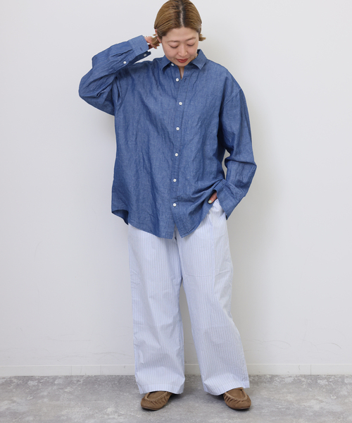 JOURNAL STANDARD LUXE(ジャーナルスタンダード ラックス)の「【VAS-Y LENTEMENT】 POPLIN STRIPE EASY PANTS(その他パンツ・レディース・サックスブルー/オレンジ・LARGE)」の9枚目の写真