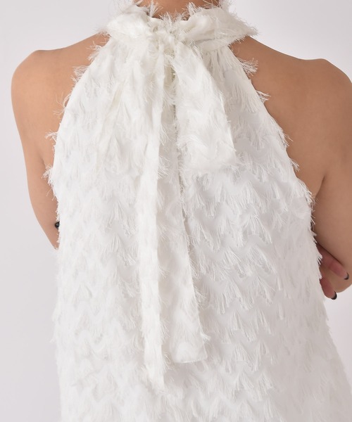 AKTE（アクテ）の「ホルターネックジャガードブラウス（シャツ/ブラウス・レディース・ホワイト/ブラック・FREE）」の6枚目の写真