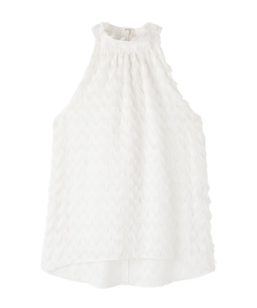 AKTE（アクテ）の「ホルターネックジャガードブラウス（シャツ/ブラウス・レディース・ホワイト/ブラック・FREE）」の3枚目の写真