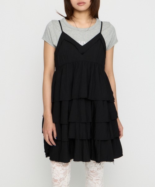 LAGUA GEM（ラグアジェム）の「OVERLAP FRILL ワンピース（ワンピース・レディース・ブラック/オフホワイト/ライトイエロー・SMALL/MEDIUM）」の3枚目の写真