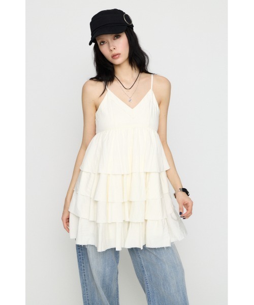 LAGUA GEM（ラグアジェム）の「OVERLAP FRILL ワンピース（ワンピース・レディース・ブラック/オフホワイト/ライトイエロー・SMALL/MEDIUM）」の4枚目の写真