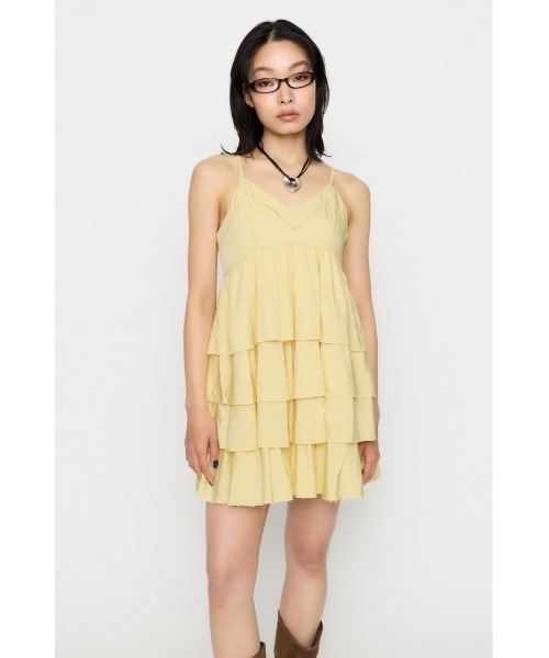 LAGUA GEM（ラグアジェム）の「OVERLAP FRILL ワンピース（ワンピース・レディース・ブラック/オフホワイト/ライトイエロー・SMALL/MEDIUM）」の9枚目の写真