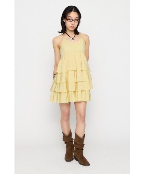 LAGUA GEM（ラグアジェム）の「OVERLAP FRILL ワンピース（ワンピース・レディース・ブラック/オフホワイト/ライトイエロー・SMALL/MEDIUM）」の10枚目の写真