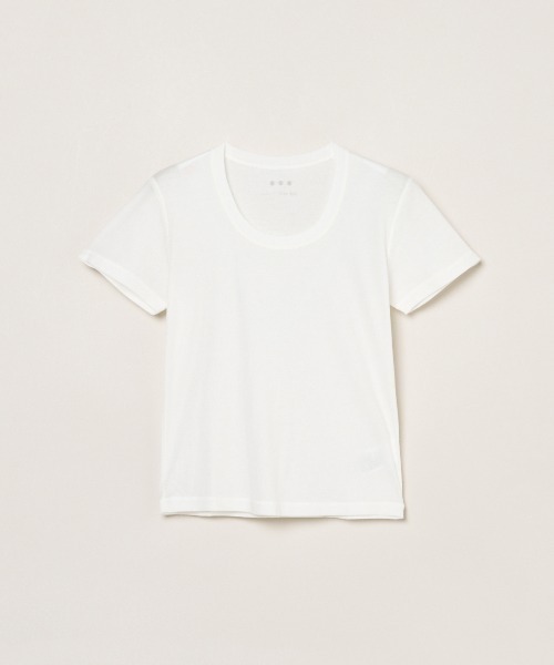 three dots（スリードッツ）の「80ストレッチコットン ジェシカ（Tシャツ/カットソー・レディース・ブラック/ホワイト/ブラック系その他・MEDIUM/SMALL）」の2枚目の写真