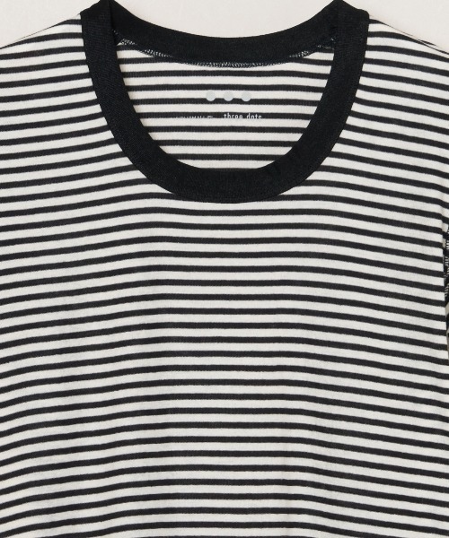 three dots（スリードッツ）の「80ストレッチコットン ジェシカ（Tシャツ/カットソー・レディース・ブラック/ホワイト/ブラック系その他・MEDIUM/SMALL）」の7枚目の写真