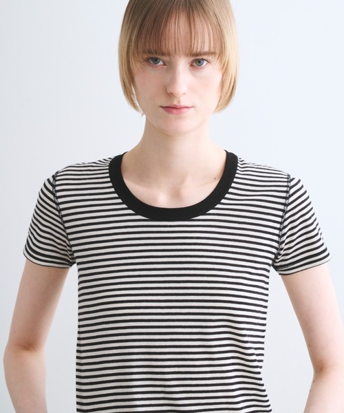 three dots（スリードッツ）の「80ストレッチコットン ジェシカ（Tシャツ/カットソー・レディース・ブラック/ホワイト/ブラック系その他・MEDIUM/SMALL）」の9枚目の写真