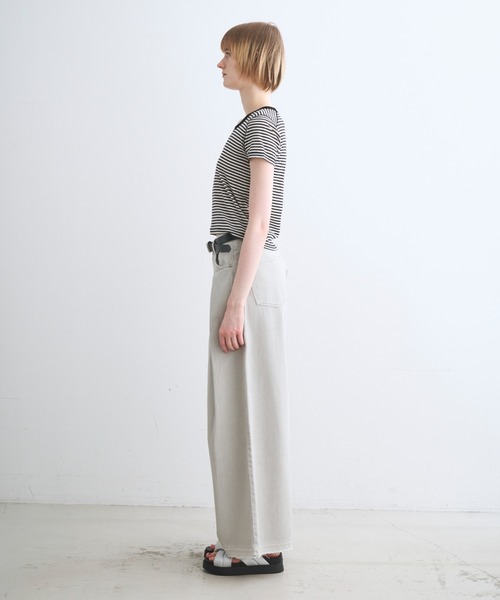 three dots（スリードッツ）の「80ストレッチコットン ジェシカ（Tシャツ/カットソー・レディース・ブラック/ホワイト/ブラック系その他・MEDIUM/SMALL）」の12枚目の写真