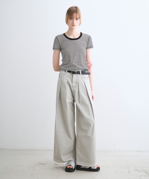three dots（スリードッツ）の「80ストレッチコットン ジェシカ（Tシャツ/カットソー・レディース・ブラック/ホワイト/ブラック系その他・MEDIUM/SMALL）」の15枚目の写真