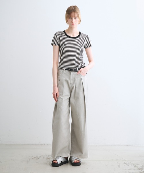 three dots（スリードッツ）の「80ストレッチコットン ジェシカ（Tシャツ/カットソー・レディース・ブラック/ホワイト/ブラック系その他・MEDIUM/SMALL）」の14枚目の写真