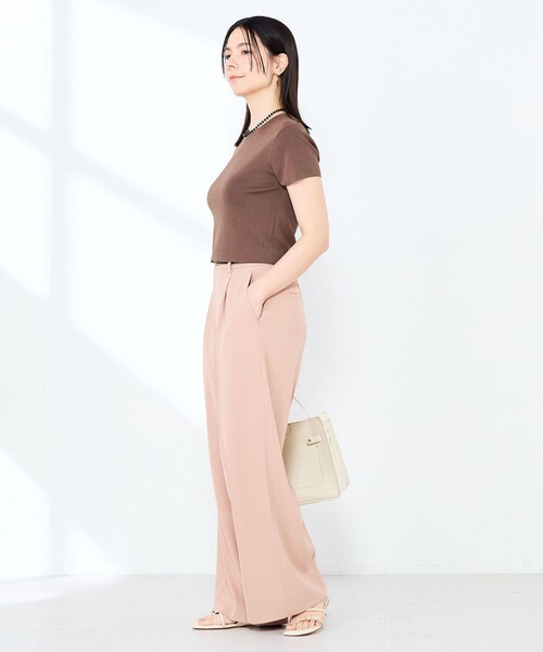 NOLLEY’S Sophi（ノーリーズソフィ）の「《手洗い可能/アンサンブル対応》マルチファンクション総針半袖プルオーバー（ニット/セーター・レディース・ブラウン/ホワイト/ベビーピンク/サックスブルー・FREE）」の7枚目の写真