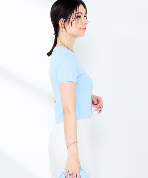 NOLLEY’S Sophi（ノーリーズソフィ）の「《手洗い可能/アンサンブル対応》マルチファンクション総針半袖プルオーバー（ニット/セーター・レディース・ブラウン/ホワイト/ベビーピンク/サックスブルー・FREE）」の19枚目の写真