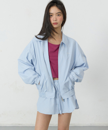 MICHIKO LONDON | [無料返品] シェルコットンブルゾンジャケットブルーストライプ(ブルゾン)