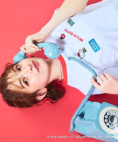ハローキティコラボ(ハローキティコラボ)の「【Ocean Pacific×ハローキティ】レディースハローキティ×OP リンガーTシャツ(Tシャツ/カットソー・レディース・ブルー/チャコールグレー/ホワイト・LARGE/MEDIUM/X-LARGE)」の10枚目の写真