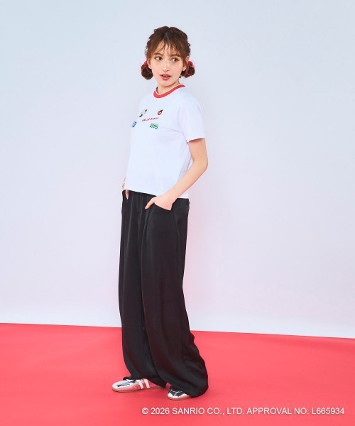 ハローキティコラボ(ハローキティコラボ)の「【Ocean Pacific×ハローキティ】レディースハローキティ×OP リンガーTシャツ(Tシャツ/カットソー・レディース・ブルー/チャコールグレー/ホワイト・LARGE/MEDIUM/X-LARGE)」の5枚目の写真