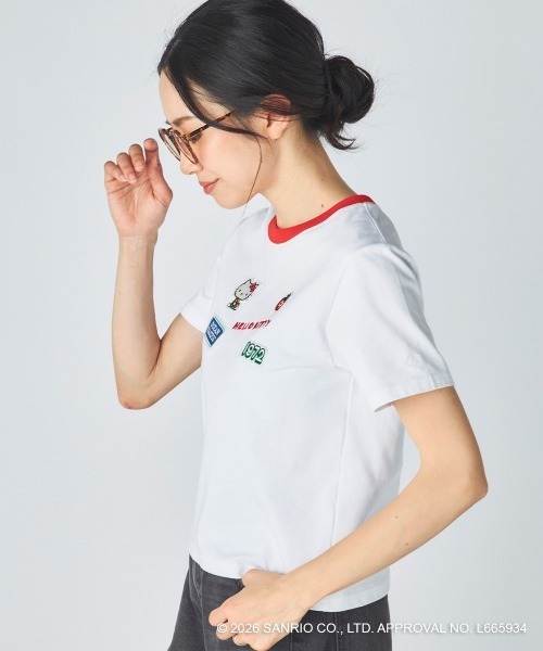 ハローキティコラボ(ハローキティコラボ)の「【Ocean Pacific×ハローキティ】レディースハローキティ×OP リンガーTシャツ(Tシャツ/カットソー・レディース・ブルー/チャコールグレー/ホワイト・LARGE/MEDIUM/X-LARGE)」の22枚目の写真