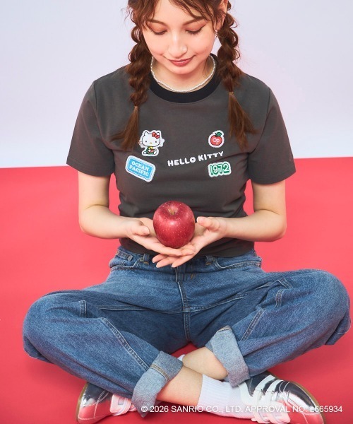 ハローキティコラボ(ハローキティコラボ)の「【Ocean Pacific×ハローキティ】レディースハローキティ×OP リンガーTシャツ(Tシャツ/カットソー・レディース・ブルー/チャコールグレー/ホワイト・LARGE/MEDIUM/X-LARGE)」の21枚目の写真