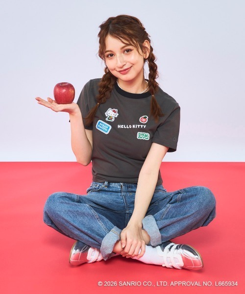 ハローキティコラボ(ハローキティコラボ)の「【Ocean Pacific×ハローキティ】レディースハローキティ×OP リンガーTシャツ(Tシャツ/カットソー・レディース・ブルー/チャコールグレー/ホワイト・LARGE/MEDIUM/X-LARGE)」の20枚目の写真