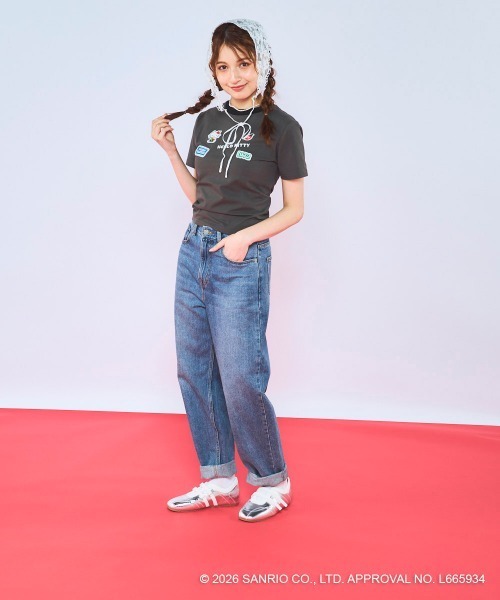 ハローキティコラボ(ハローキティコラボ)の「【Ocean Pacific×ハローキティ】レディースハローキティ×OP リンガーTシャツ(Tシャツ/カットソー・レディース・ブルー/チャコールグレー/ホワイト・LARGE/MEDIUM/X-LARGE)」の18枚目の写真