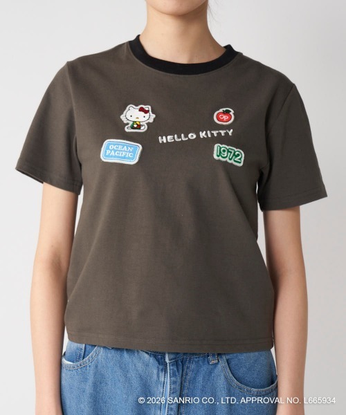 ハローキティコラボ(ハローキティコラボ)の「【Ocean Pacific×ハローキティ】レディースハローキティ×OP リンガーTシャツ(Tシャツ/カットソー・レディース・ブルー/チャコールグレー/ホワイト・LARGE/MEDIUM/X-LARGE)」の16枚目の写真