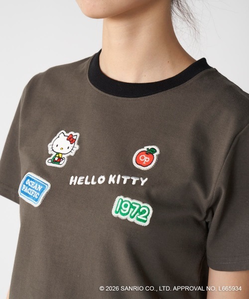 ハローキティコラボ(ハローキティコラボ)の「【Ocean Pacific×ハローキティ】レディースハローキティ×OP リンガーTシャツ(Tシャツ/カットソー・レディース・ブルー/チャコールグレー/ホワイト・LARGE/MEDIUM/X-LARGE)」の13枚目の写真