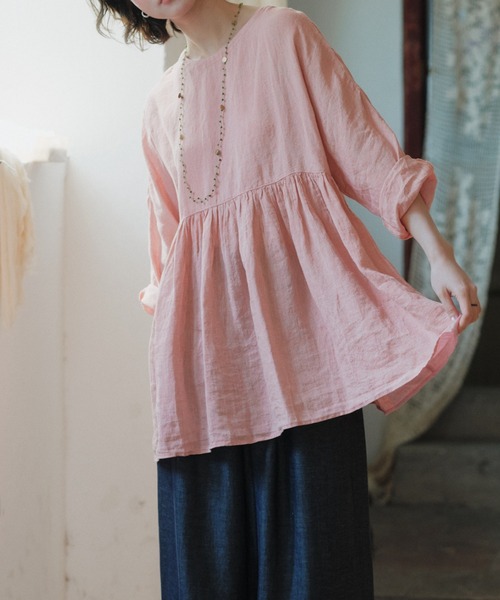 LUCPY（ラクピー）の「ペプラムブラウス（シャツ/ブラウス・レディース・グリーン/ピンク・XX-LARGE/X-LARGE/LARGE/MEDIUM）」の3枚目の写真