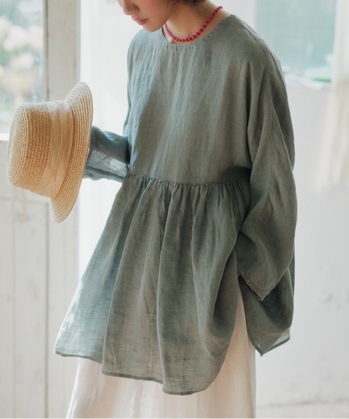 LUCPY（ラクピー）の「ペプラムブラウス（シャツ/ブラウス・レディース・グリーン/ピンク・XX-LARGE/X-LARGE/LARGE/MEDIUM）」の5枚目の写真