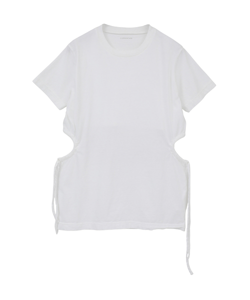 CURRENTAGE(カレンテージ)の「Organic Cotton Jersey Drawstring Cut And Sew(Tシャツ/カットソー・レディース・ホワイト/ブラック・1)」の1枚目の写真