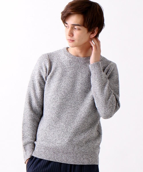 ABAHOUSE（アバハウス）の「コットン/アクリル　ワッフルプルオーバーニット（ニット/セーター・メンズ・カーキ/ネイビー/グレー・2/3/4）」の2枚目の写真