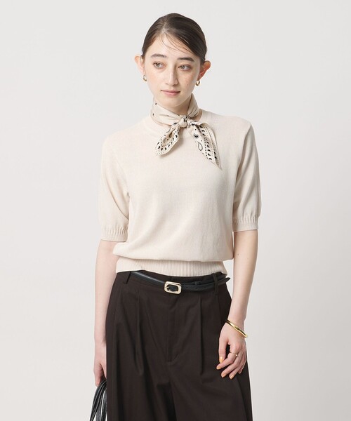 UNITED ARROWS(ユナイテッドアローズ)の「クルーネック ベーシック ショートスリーブ ニット ‐ウォッシャブル‐(ニット/セーター・レディース・ナチュラル/ネイビー/ケリーグリーン・FREE)」の2枚目の写真