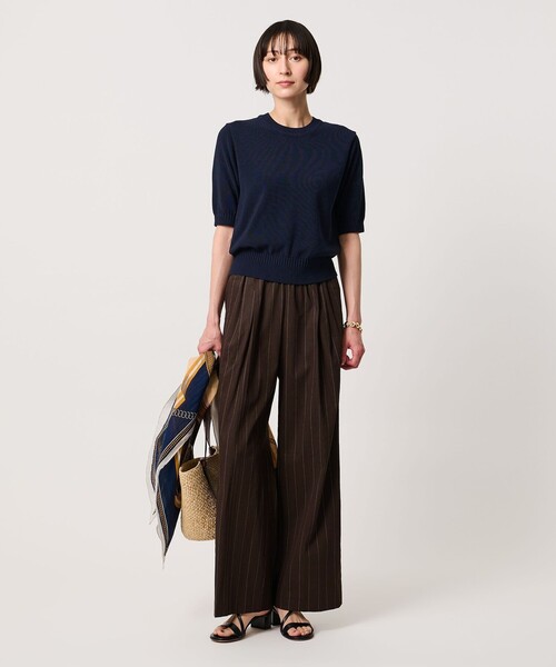 UNITED ARROWS(ユナイテッドアローズ)の「クルーネック ベーシック ショートスリーブ ニット ‐ウォッシャブル‐(ニット/セーター・レディース・ナチュラル/ネイビー/ケリーグリーン・FREE)」の5枚目の写真