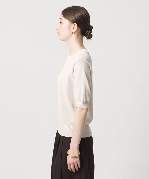UNITED ARROWS(ユナイテッドアローズ)の「クルーネック ベーシック ショートスリーブ ニット ‐ウォッシャブル‐(ニット/セーター・レディース・ナチュラル/ネイビー/ケリーグリーン・FREE)」の7枚目の写真