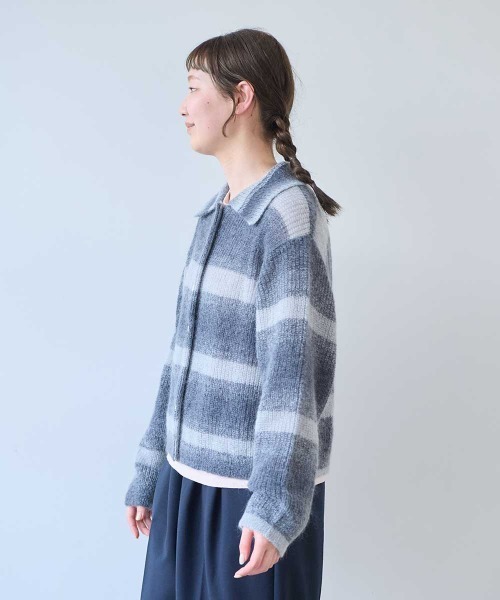 bulle de savon（ビュルデサボン）の「ナイロン/モへヤ/ウール gradient ニットカーディガン（ニット/セーター・レディース・チャコールグレー/ピンク・FREE）」の20枚目の写真