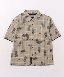 パイナップルチェックプリントオープンカラーシャツ