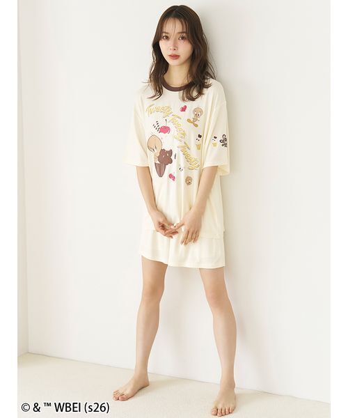 SNIDEL HOME(スナイデルホーム)の「【Tweety】【接触冷感】カットセットアップ(ルームウェア/パジャマ・レディース・イエロー/ピンク/アイボリー・F)」の9枚目の写真