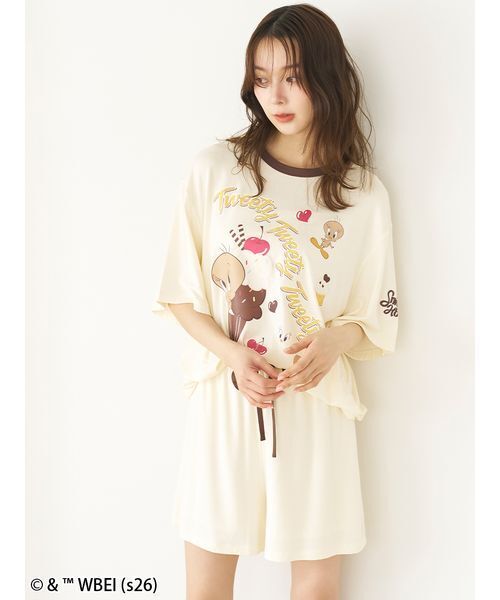 SNIDEL HOME(スナイデルホーム)の「【Tweety】【接触冷感】カットセットアップ(ルームウェア/パジャマ・レディース・イエロー/ピンク/アイボリー・F)」の10枚目の写真