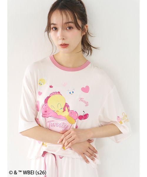 SNIDEL HOME(スナイデルホーム)の「【Tweety】【接触冷感】カットセットアップ(ルームウェア/パジャマ・レディース・イエロー/ピンク/アイボリー・F)」の16枚目の写真