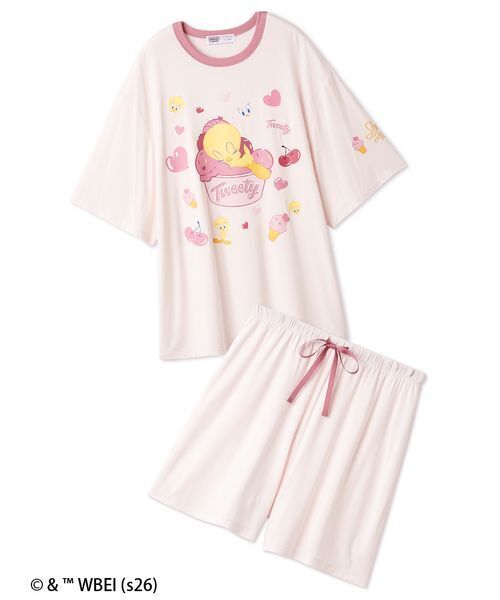 SNIDEL HOME(スナイデルホーム)の「【Tweety】【接触冷感】カットセットアップ(ルームウェア/パジャマ・レディース・イエロー/ピンク/アイボリー・F)」の6枚目の写真