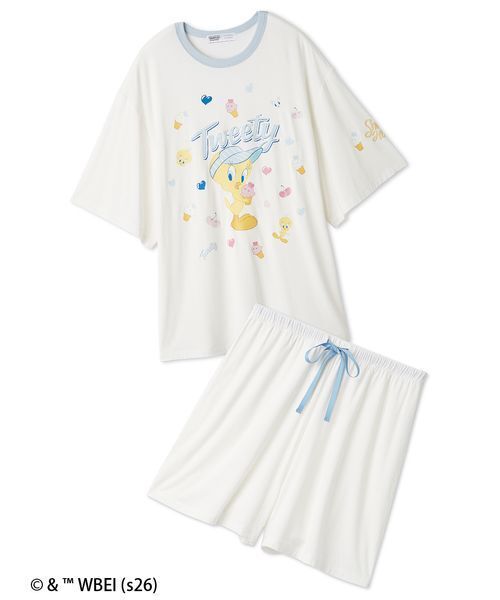 SNIDEL HOME(スナイデルホーム)の「【Tweety】【接触冷感】カットセットアップ(ルームウェア/パジャマ・レディース・イエロー/ピンク/アイボリー・F)」の4枚目の写真