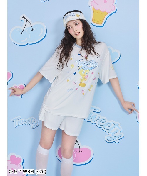 SNIDEL HOME(スナイデルホーム)の「【Tweety】【接触冷感】カットセットアップ(ルームウェア/パジャマ・レディース・イエロー/ピンク/アイボリー・F)」の7枚目の写真