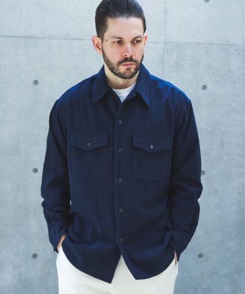 MR.OLIVE(ミスターオリーブ)の「AIRY BRUSHED SATIN / CPO SHIRT /M263128(シャツ/ブラウス・メンズ・ネイビー/グリーン・LARGE/MEDIUM/SMALL)」の2枚目の写真