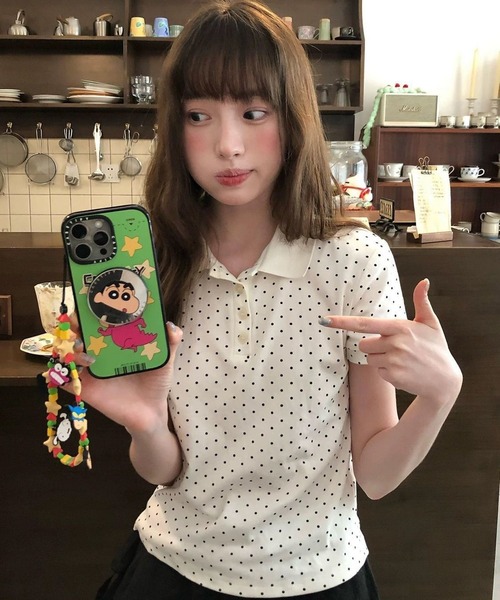 AsheKsha（アシクシャ）の「ポロシャツ風半袖Tシャツ（Tシャツ/カットソー・レディース・ホワイト・M）」の3枚目の写真