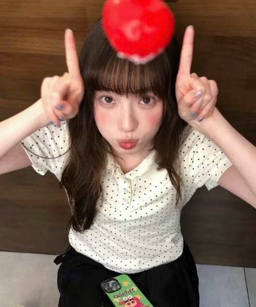 AsheKsha（アシクシャ）の「ポロシャツ風半袖Tシャツ（Tシャツ/カットソー・レディース・ホワイト・M）」の5枚目の写真