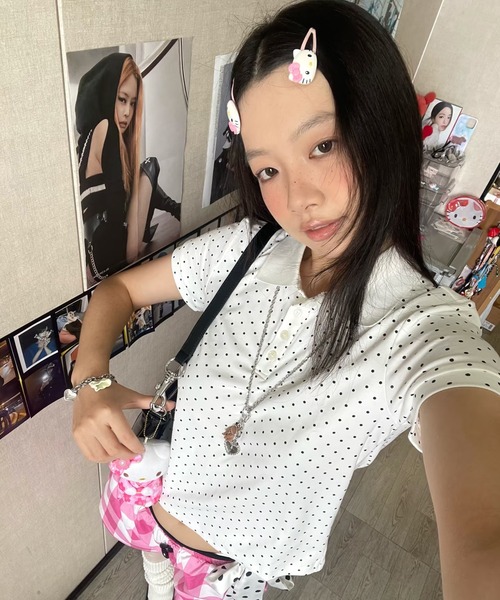 AsheKsha（アシクシャ）の「ポロシャツ風半袖Tシャツ（Tシャツ/カットソー・レディース・ホワイト・M）」の7枚目の写真